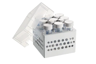 艾本德儲(chǔ)存盒 3 × 3, 可放置 9  個(gè) 50  mL 試管和 4  個(gè) 15  mL 試管，2  件，高 127  mm，5  英寸，聚丙烯材料，可耐受最低 -86  °C，高溫高壓滅菌，帶蓋子